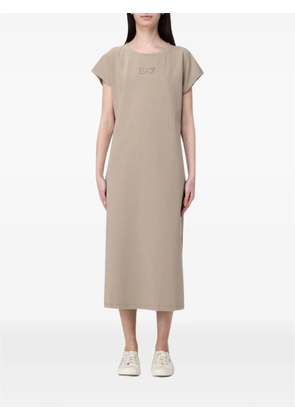 Ea7 Emporio Armani logo-print T-shirt midi dress - Neutrals