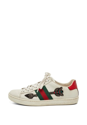 Gucci Pre-Owned Ace Web leather sneakers - White