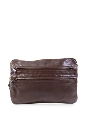 Bottega Veneta Pre-Owned Intrecciato trim zip-fastening pouch clutch - Brown