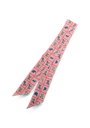 Hermès Pre-Owned Twilly equestrian-print scarf - Pink