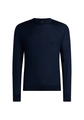 ETRO wool and silk sweater with pegaso embroidery - Blue