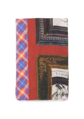 Faliero Sarti graphic-print fringed scarf - Red