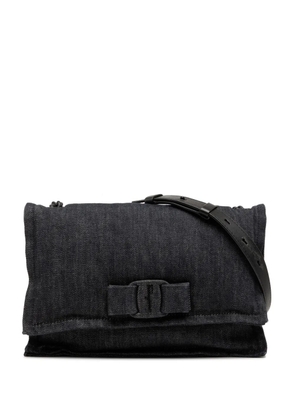 Ferragamo Pre-Owned 2000-2026 Small Denim Viva Bow shoulder bag - Black