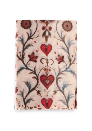 Faliero Sarti heart-print fringed scarf - Neutrals