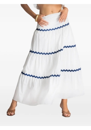 MOUTAKI tiered wavy-trim maxi skirt - White