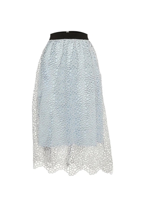 Self-Portrait Daisy Guipure midi skirt - Blue