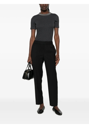 Peserico elasticated-waistband pressed-crease trousers - Black