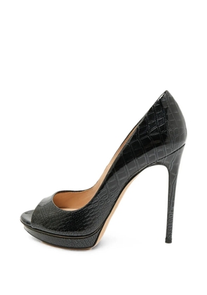 Casadei croc-embossed heeled pumps - Black
