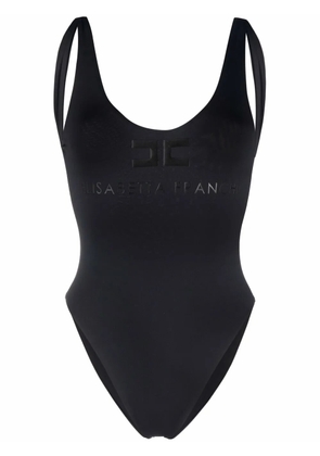 Elisabetta Franchi logo-print scoop-neck swimsuit - Black
