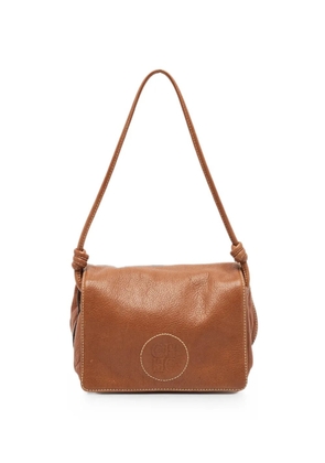 Carolina Herrera Vintage logo-embossed flap shoulder bag - Brown