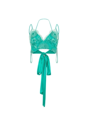 Alberta Ferretti lace-detail halterneck blouse - Green