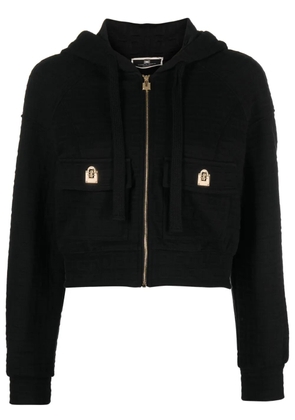 Elisabetta Franchi logo-jacquard zip-up hoodie - Black