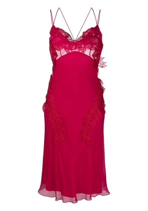 Alberta Ferretti embroidered silk midi dress - Pink