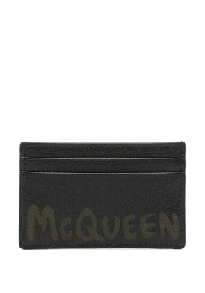 Alexander McQueen Graffiti pebbled-leather cardholder - Black