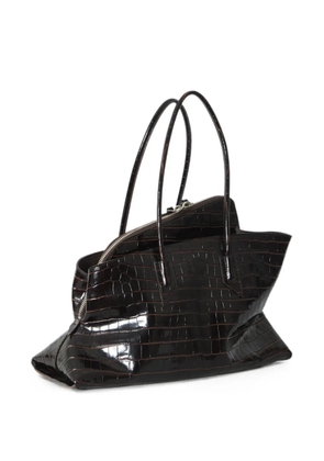 The Attico medium La Passeggiata crocodile-effect leather tote bag - Brown