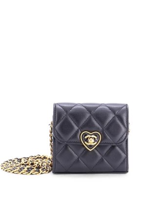 CHANEL Pre-Owned Coco Love CC Heart Clutch with Chain Quilted Lambskin Mini crossbody bag - Black