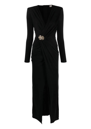 Elisabetta Franchi rhinestone-embellished gathered dress - Black