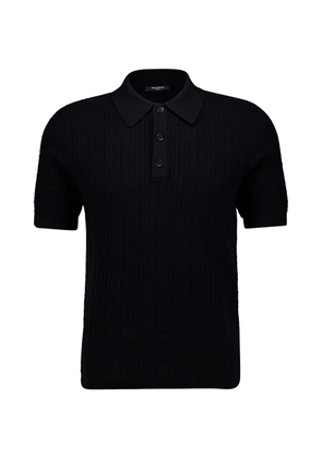 Balmain monogram-knit polo shirt - Black
