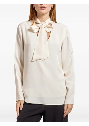 Armani Exchange pussy-bow long-sleeve blouse - Neutrals