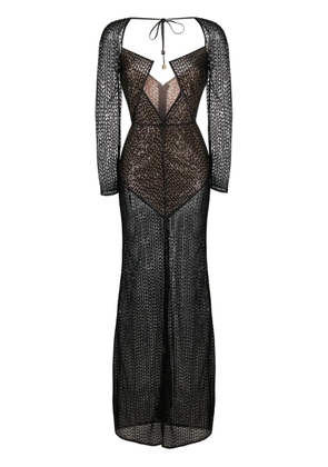 Elisabetta Franchi square-neck sequinned maxi dress - Black