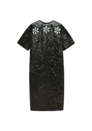 Marni black crinkled-taffeta dress with daisy details