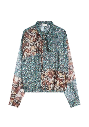 DRIES VAN NOTEN abstract-print silk blouse - Blue