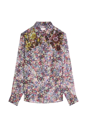 DRIES VAN NOTEN embroidered viscose shirt - Blue