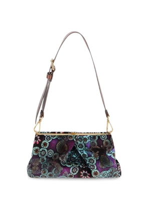 DRIES VAN NOTEN pleated velvet clutch - Blue