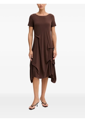 Joseph Ribkoff asymmetric-hem short-sleeve midi dress - Brown