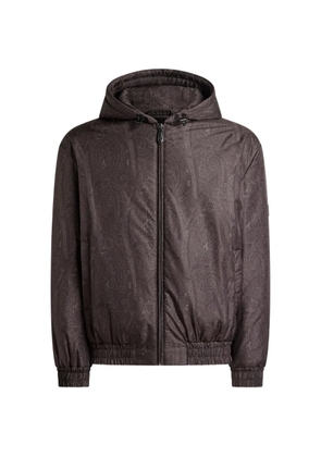 ETRO padded bomber jacket with hood and arnica motif - Brown