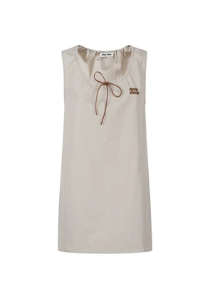 Miu Miu logo-detail mini dress - Neutrals