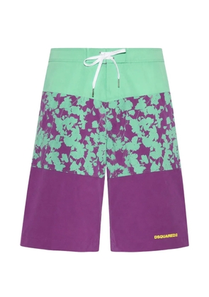 DSQUARED2 Botanic Goth floral-pattern swim shorts - Purple