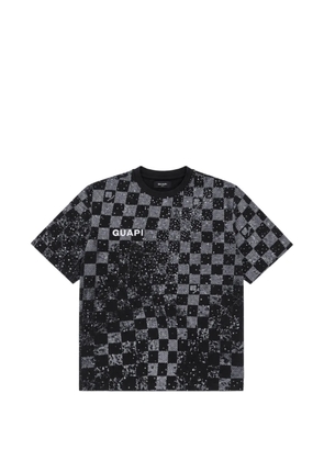 GUAPI checkerboard-pattern rhinestone-embellished T-shirt - Black