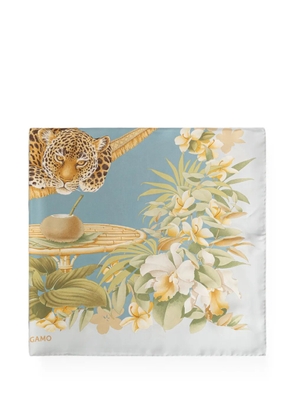 Ferragamo jungle-print silk scarf - White