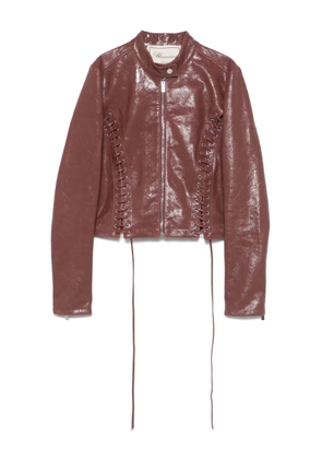 Blumarine cracked-effect leather jacket - Red