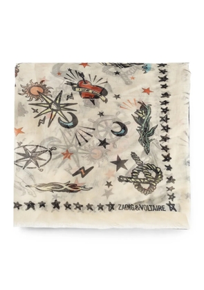 Zadig&Voltaire Kerry tattoo-print scarf - Neutrals