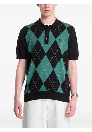 Fred Perry argyle knitted polo shirt - Black