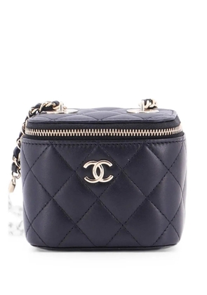 CHANEL Pre-Owned Vanity Case with Pearl Chain Quilted Lambskin Mini clutch bag - Black
