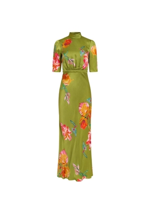 Saloni maxi Adele-B floral-print dress - Green