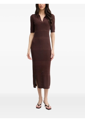 Joseph Ribkoff perforated-knit short-sleeve midi dress - Brown