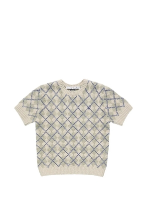 Acne Studios bouclé argyle knit sweater - Neutrals