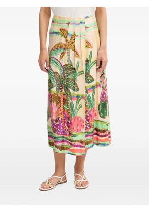 Lola Casademunt tropical-print pleated midi skirt - Neutrals