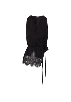 LIU JO jacquard top with lace details - Black
