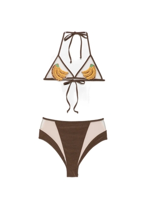 Mazzei bead-embellished halterneck bikini - Brown