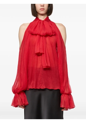 Atu Body Couture cold-shoulder pussy-bow blouse - Red