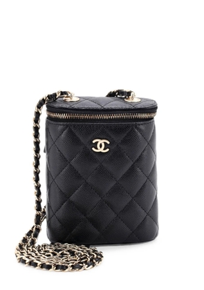 CHANEL Pre-Owned Vertical Classic Vanity Case with Chain Quilted Caviar Small shoulder bag - Black