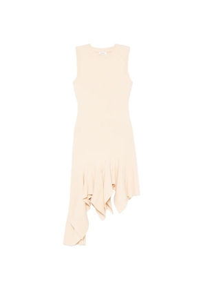 SANDRO asymmetric ruffled knitted mini dress - Neutrals