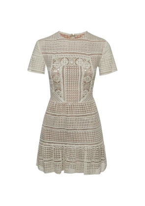Self-Portrait patchwork guipure lace mini dress - White