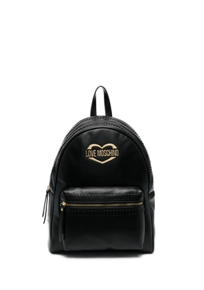 Love Moschino logo-plaque whipstitch-trim backpack - Black