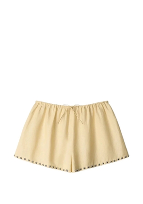 STAUD Paddle stud-embellished linen shorts - Neutrals